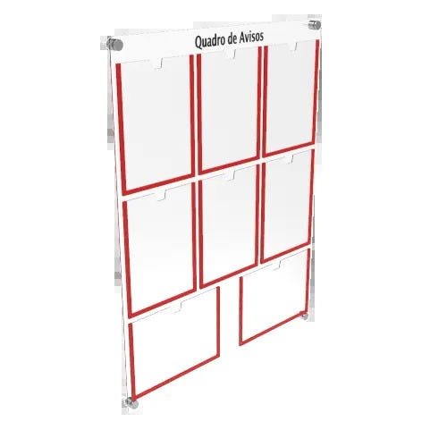 Quadro de Avisos em Acrílico 8 Folhas Colorido - - Vermelho Brilhante - 2
