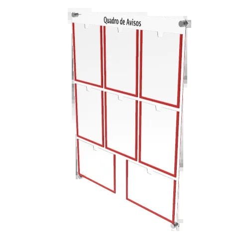 Quadro de Avisos em Acrílico 8 Folhas Colorido - - Vermelho Brilhante - 1