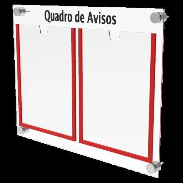 Quadro de Avisos em Acrílico 2 Folhas Colorido - Vermelho Brilhante - 2