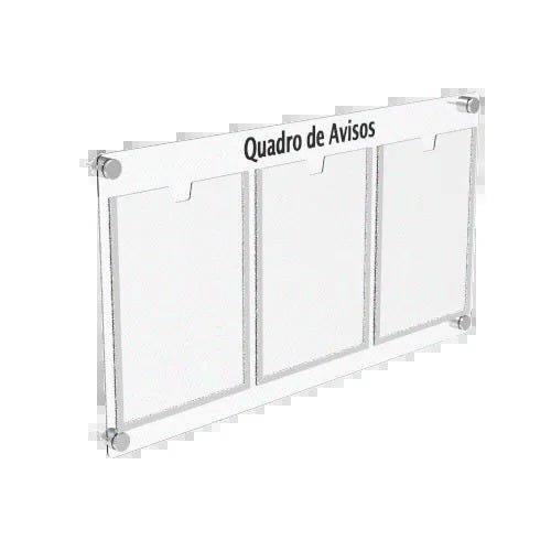 Quadro de Avisos em Acrílico 3 Folhas Colorido - Branco Brilhante - 1