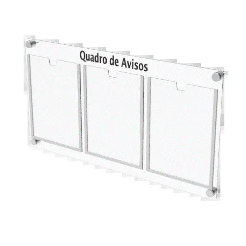 Quadro de Avisos em Acrílico 3 Folhas Colorido - Branco Brilhante - 2