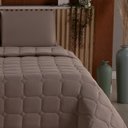 Ver imagem 4 de Kit Cobre Leito Colcha Livorno Casal Padrão Acolchoado Fofo Macio Malha 100% Algodão 3 Peças - Bege