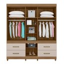 Ver imagem 3 de Guarda Roupa Casal Guarujá 6 Portas e 4 Gavetas Amêndola/off White com Espelho - Demóbile