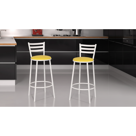 Kit Banqueta com Encosto Altura de 70cm e Assento de 35cm:amarelo/branco