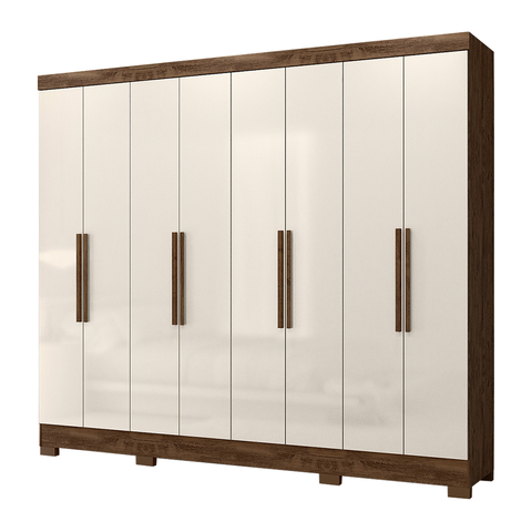 Guarda Roupas Casal 8 Portas 4 Gavetas Diplomata Moval Castanho / Baunilha
