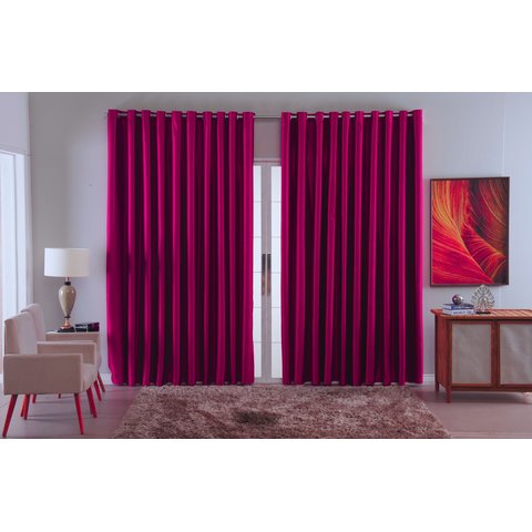 Cortina para Sala Quarto Blackout Tecido 2,70x1,80 Ellegance:vinho
