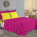 Ver imagem 1 de Jogo de Cama Casal Viúva Nobre 4 Peças Malha 100% Algodão - Pink / Amarelo