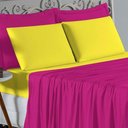 Ver imagem 3 de Jogo de Cama Casal Viúva Nobre 4 Peças Malha 100% Algodão - Pink / Amarelo