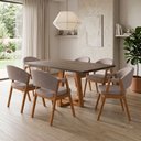 Ver imagem 3 de Mesa de Jantar Julia 1,60 Freijó Pés Cerejeira Madeira Maciça 6 Cadeiras Helen Design - Bege Linho