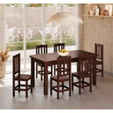 Ver imagem 1 de Conjunto Mesa de Madeira Maciça Castanho 160x88+ 6 Cadeiras Sfa