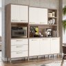 Cozinha Compacta Leona 7 Portas e 3 Gavetas Carvalho Nature/off White Cristal - Nicioli - 2