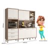 Cozinha Compacta Leona 7 Portas e 3 Gavetas Carvalho Nature/off White Cristal - Nicioli - 6