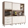 Cozinha Compacta Leona 7 Portas e 3 Gavetas Carvalho Nature/off White Cristal - Nicioli - 1