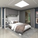 Ver imagem 1 de Quarto Completo de Canto Casal com 6 Módulos e Vidro Reflecta Prime Plus Luciane Móveis