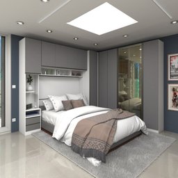 Quarto Completo de Canto Casal com 6 Módulos e Vidro Reflecta Prime Plus Luciane Móveis - 1