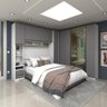 Quarto Completo de Canto Casal com 6 Módulos e Vidro Reflecta Prime Plus Luciane Móveis - 1