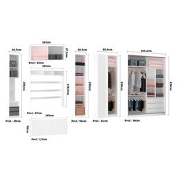 Quarto Completo de Canto Casal com 6 Módulos e Vidro Reflecta Prime Plus Luciane Móveis - 3
