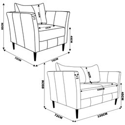 Conjunto Sofá 2 Lugares com Poltrona Pés Palito Lubbock Couro Branco - 3