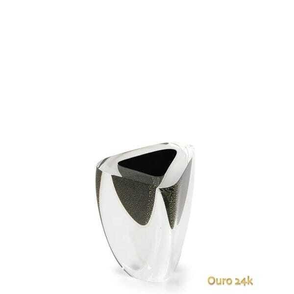 Vaso Triangular nº 4 Preto com Ouro Murano Cristais Cadoro - 2
