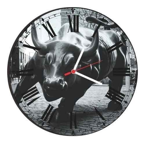 Relógio De Parede Decorativo Touro De Wall Street 25cm - 2