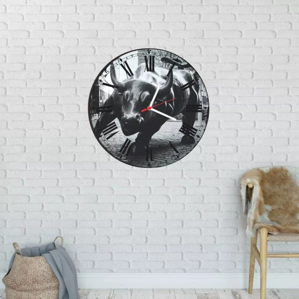 Relógio De Parede Decorativo Touro De Wall Street 25cm - 4