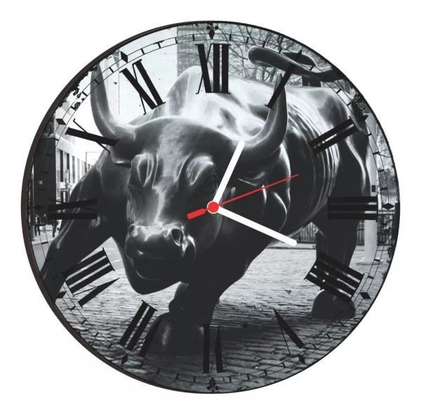 Relógio De Parede Decorativo Touro De Wall Street 25cm - 3