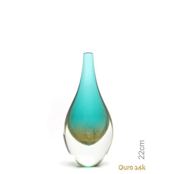 Gota Mini Média Verde com Ouro Murano Cristais Cadoro - 1