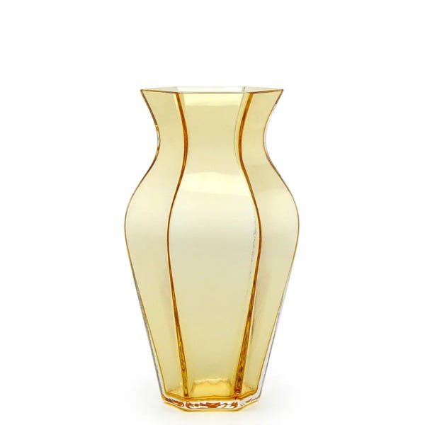 Vaso Sextavado Médio nº 2 Âmbar Murano Cristais Cadoro - 1