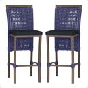 Ver imagem 1 de 2 Banqueta em Alumínio Roma Marrom Corda Náutica Tecido 12 Azul