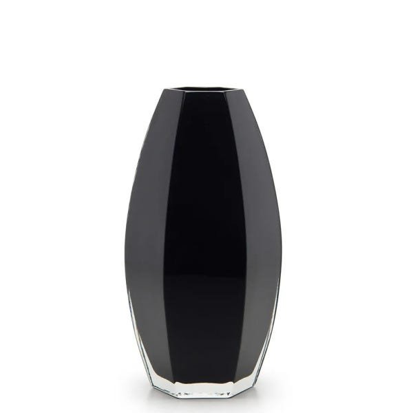 Vaso Sextavado Alto nº 3 Preto Murano Cristais Cadoro - 1