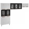 Cozinha De Aço Compacta Mirage New 11 Portas 6 Prateleiras com Vidro Branco/Preto - Telasul - 1
