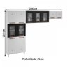 Cozinha De Aço Compacta Mirage New 11 Portas 6 Prateleiras com Vidro Branco/Preto - Telasul - 3
