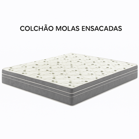 Colchão Molas Ensacadas 128x188x24 - Lateral Cinza Premium