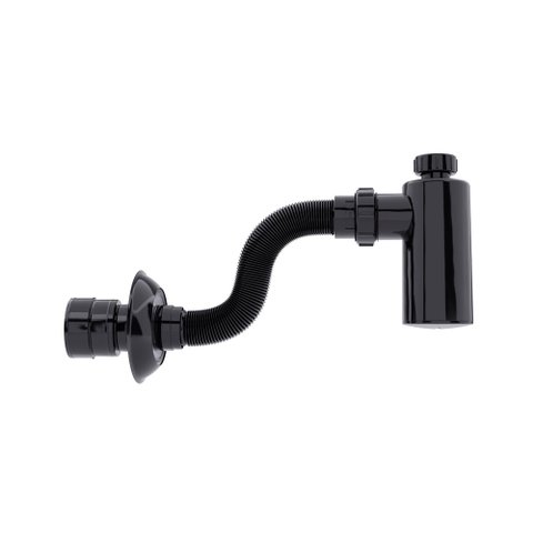 Sifão Sanfonado Extensível Blukit com Copo 48cm Preto Universal