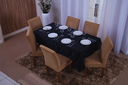 Ver imagem 1 de toalha de mesa retangular 6 lugares jacquard 1,35x2,00:preto