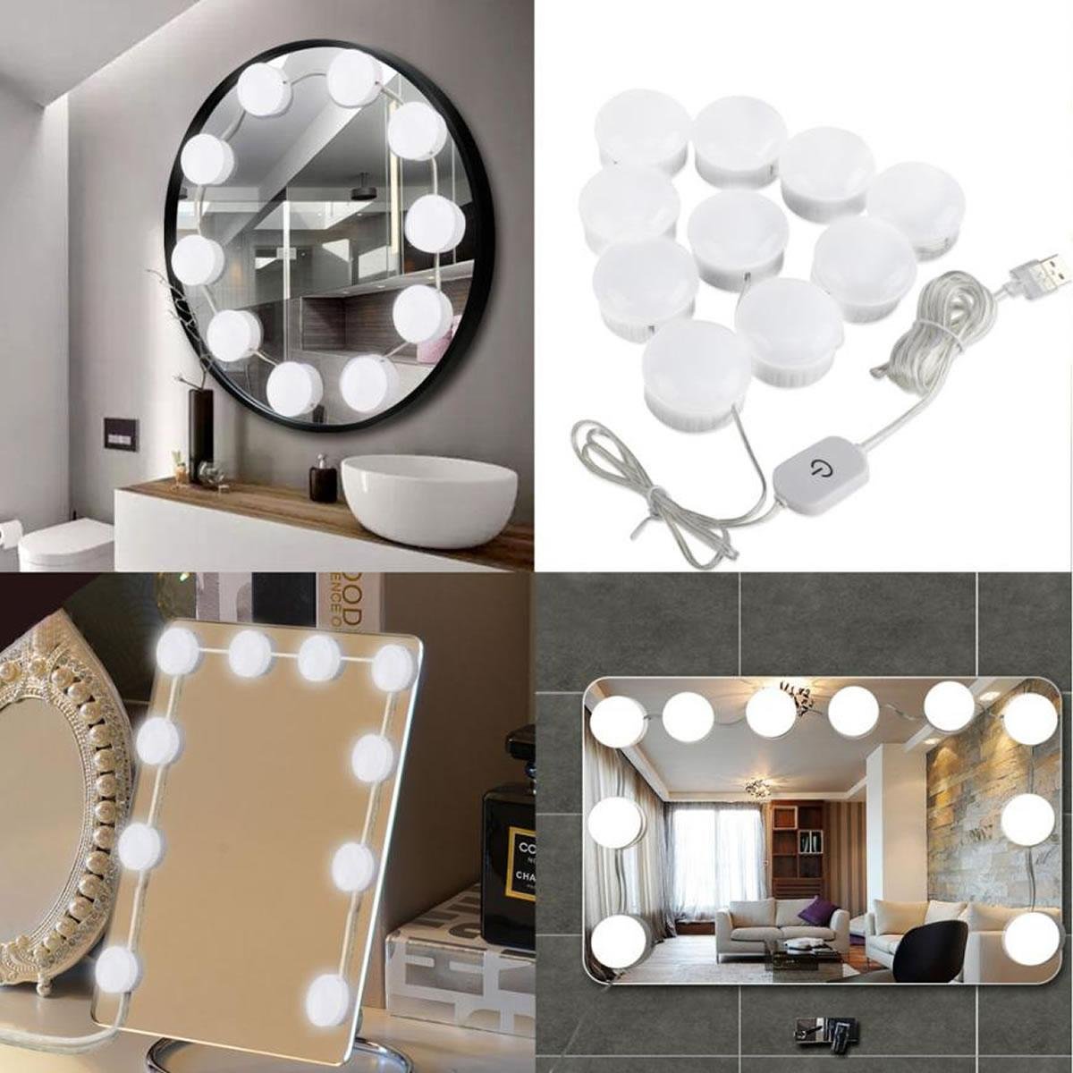 Luminária de Espelho Camarim 3 Tom de Luz 10 Lâmpadas de Led ...