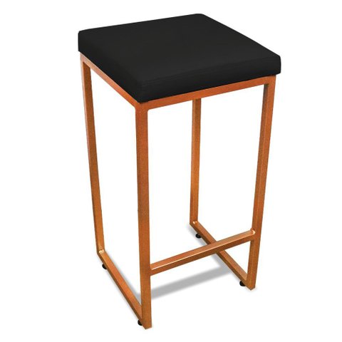 Banqueta Alta para Cozinha Industrial Nick Bronze e Sintético Preto D03 - D’Rossi