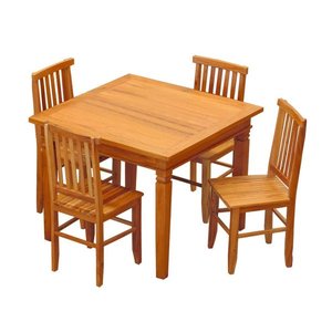 Conjunto Mesa de Jantar 80x80cm 4 Cadeiras Mineira Madeira de Demolição