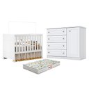 Ver imagem 1 de Berço Americano Katatau Branco Acetinado – Reller e Cômoda Infantil Americano Branco Hp e Colchão Ga