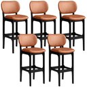Ver imagem 1 de Kit 05 Banquetas Alta Para Cozinha Madeira Fixa Betta L02 Preto Couríssimo Camel - Lyam Decor