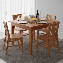 Conjunto Mesa de Jantar 1m c/4 Cadeiras Madri Madeira Maciça - 1 Conjunto Mesa de Jantar 1m c/4 Cadeiras Madri Madeira Maciça - 1