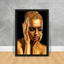 Ver imagem 1 de Quadro Gold Mãos no Rosto Madeira 50x70 Abstrato Decoração