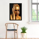 Ver imagem 3 de Quadro Gold Mãos no Rosto Madeira 50x70 Abstrato Decoração