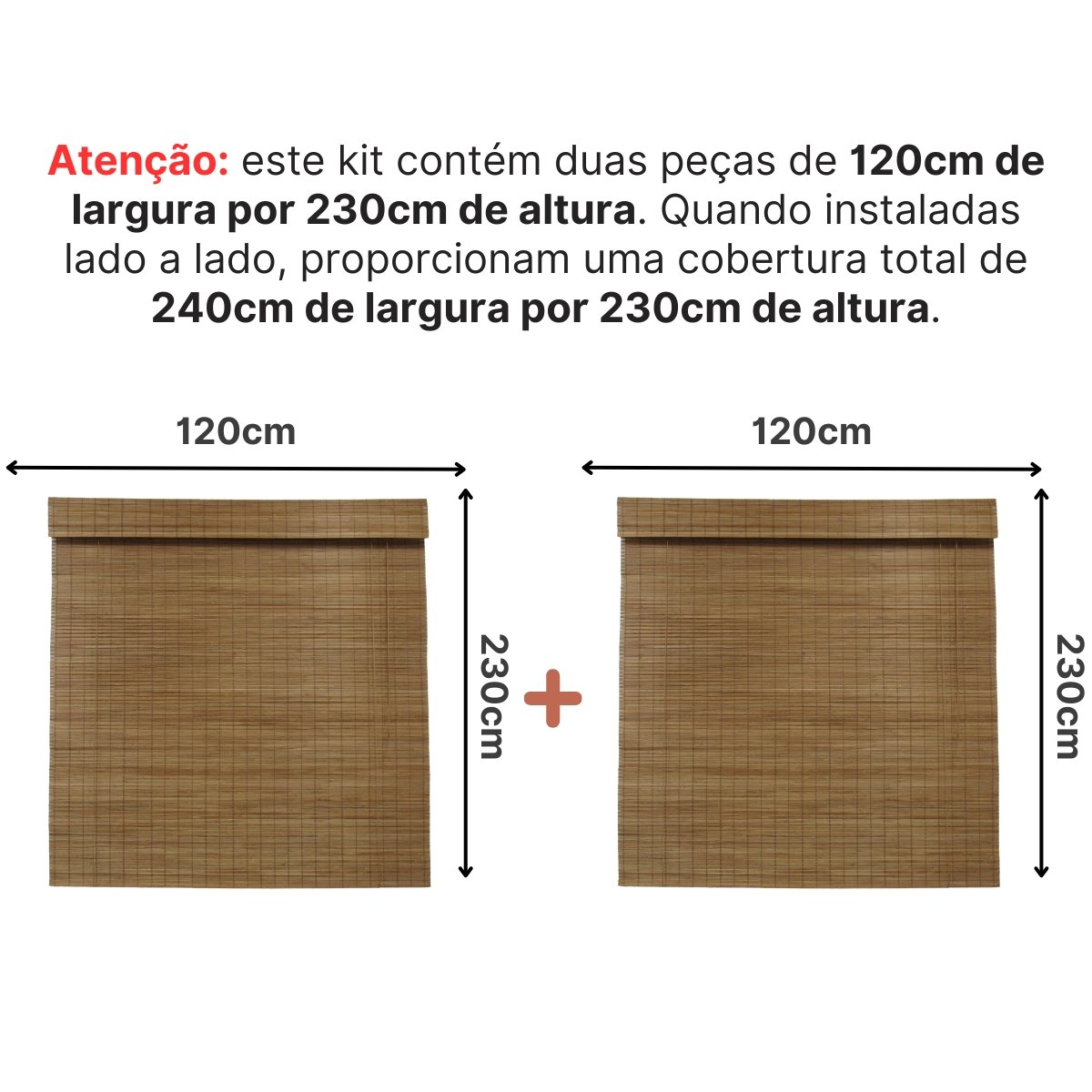 Persiana Bambu Rolo 240larg X 230alt com Bandô (2 Pçs) - 2