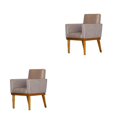 Kit 2 Poltronas Bela Base de Madeira Maciça - Suede Bege