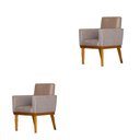 Ver imagem 1 de Kit 2 Poltronas Bela Base de Madeira Maciça - Suede Bege