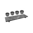 Ver imagem 1 de Kit Tabua Gourmet 25x7cm e 4 Molheiras 80ml em Pedra Sabão Industria São Jose 38E4X16INDSJ