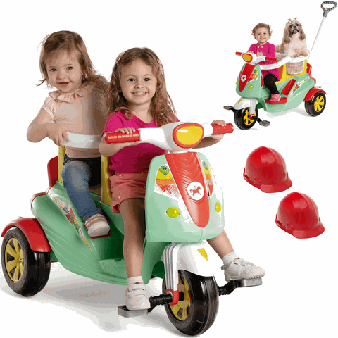 Carrinho Duo Color 2 Lugares de Passeio e Pedal Moto Calesita