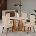 Ver imagem 1 de Conjunto Mesa Jantar Viero Miss com 4 Cadeiras Milao Mel / Off White Linho Bronze