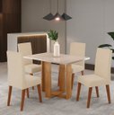 Ver imagem 1 de Conjunto Mesa Jantar Viero Miss com 4 Cadeiras Milao Mel / Off White Linho Bronze